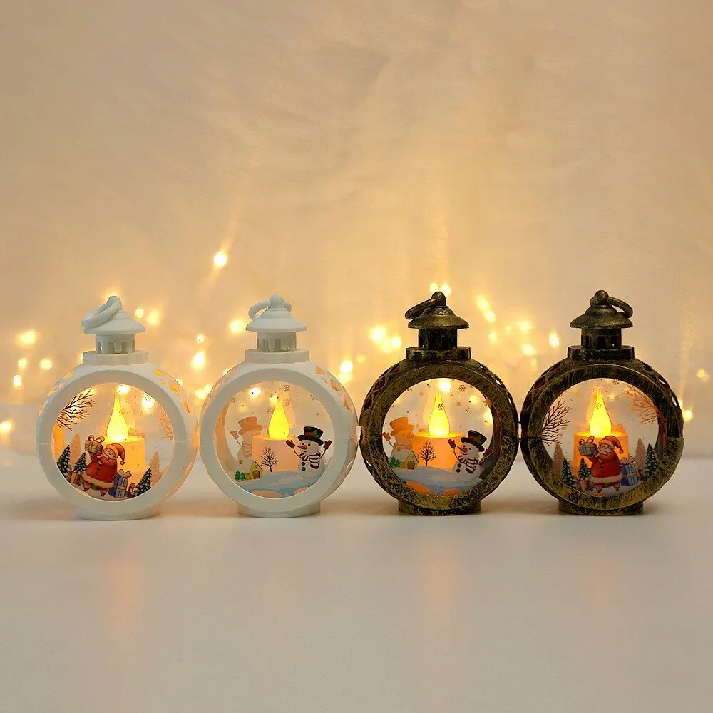 Santa Lantern Wind Lights Christmas Tree Pendants Christmas LED Lamp Ornament Christmas Decorations for Home Navidad