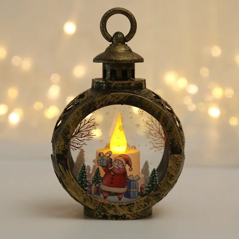 Santa Lantern Wind Lights Christmas Tree Pendants Christmas LED Lamp Ornament Christmas Decorations for Home Navidad
