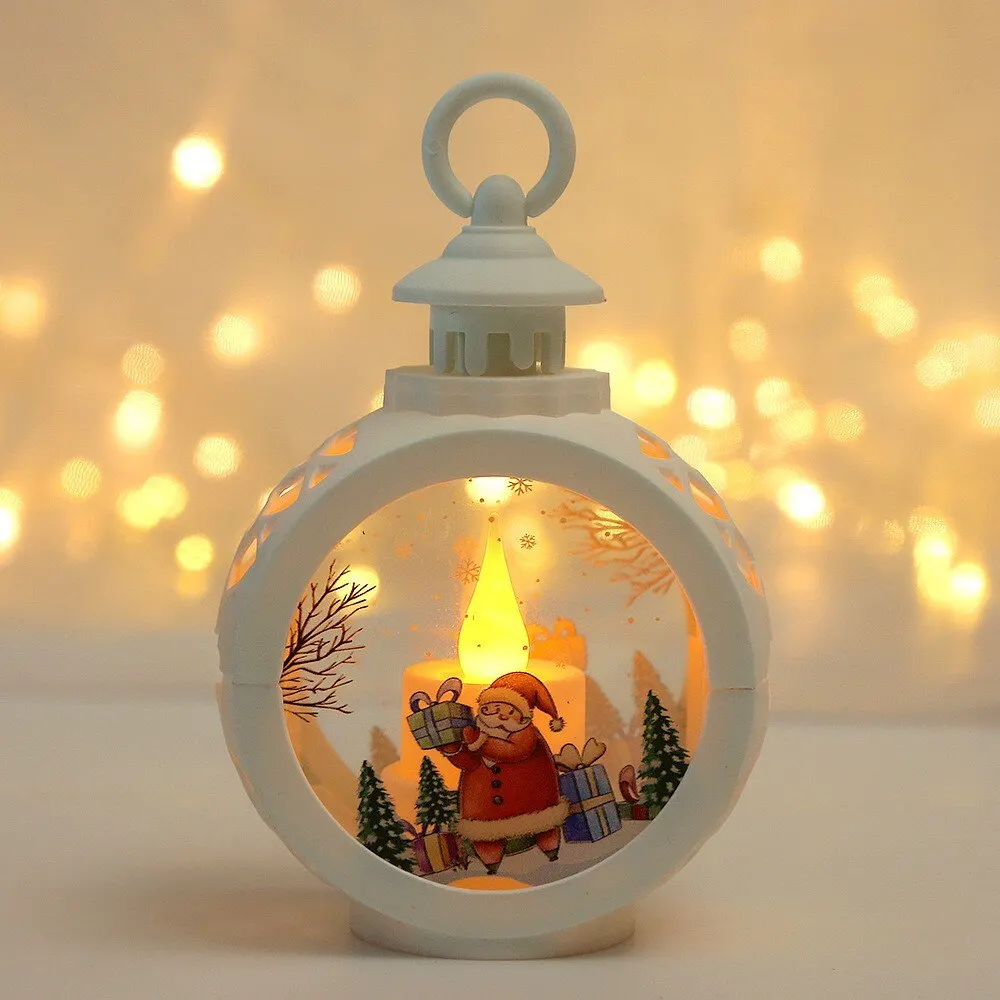 Santa Lantern Wind Lights Christmas Tree Pendants Christmas LED Lamp Ornament Christmas Decorations for Home Navidad