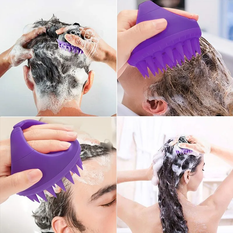 Scalp Scrubber Shampoo Brush Massager Clean Scalp Comb With Handle Hair Washing Brush Scalp Exfoliator Brush Head