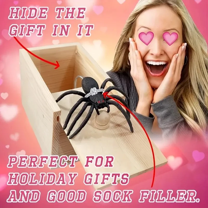 Scare Box Spider Funny Wooden Hidden Box Quality Prank Wooden Scare Box Fun Game Prank Trick Friend Toy Gift Scare Box Spider Funny Wooden Hidden Box Quality Prank Wooden Scare Box Fun Game Prank Trick Friend Toy Gift