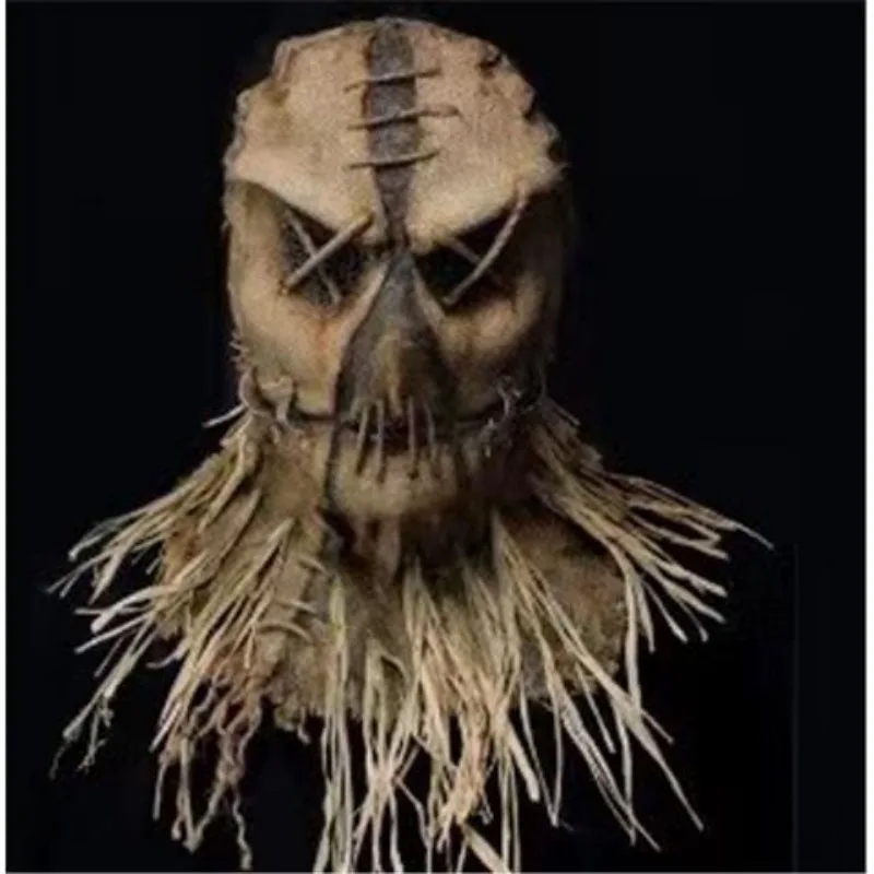 Scarecrow Mask Male Halloween Haunted House Escape Script Kill Horror Dress Props Handsome Hood Full Face