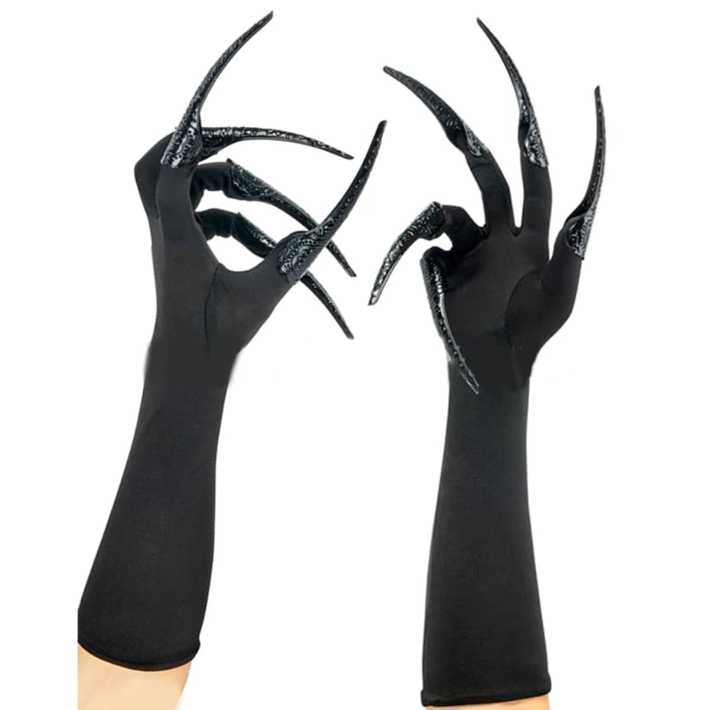 Scary Long Nails Gloves Cosplay Party Costume Accessories Halloween Party Gloves Roleplay Finger Nails Gloves