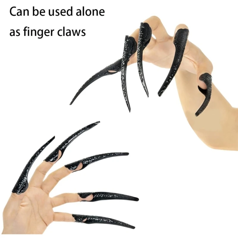Scary Long Nails Gloves Cosplay Party Costume Accessories Halloween Party Gloves Roleplay Finger Nails Gloves