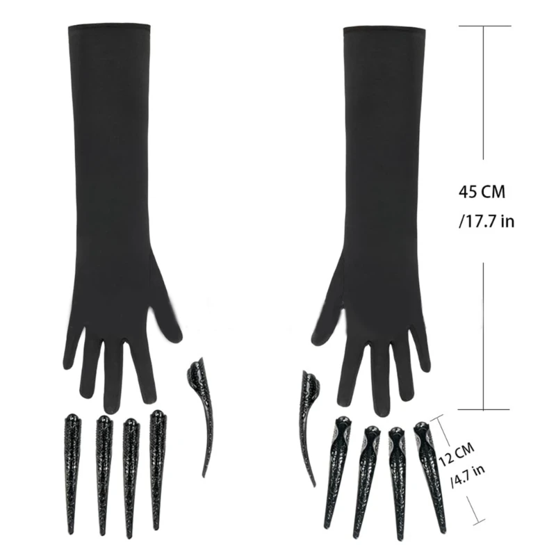 Scary Long Nails Gloves Cosplay Party Costume Accessories Halloween Party Gloves Roleplay Finger Nails Gloves
