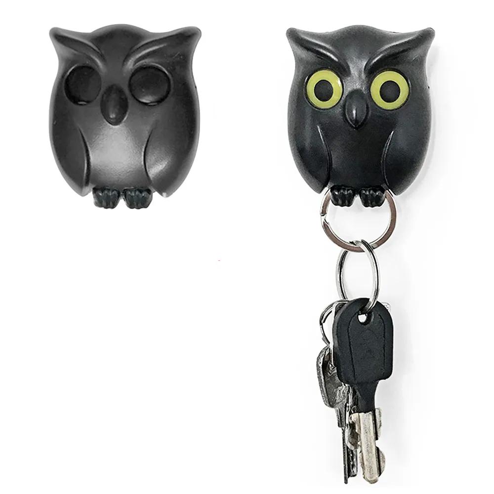 Scary Night Owl Magnetic Key Hooks Adhesive Hold Keychain Key Hanger Will Open Eyes Wall Decorative Hook For Kitchen