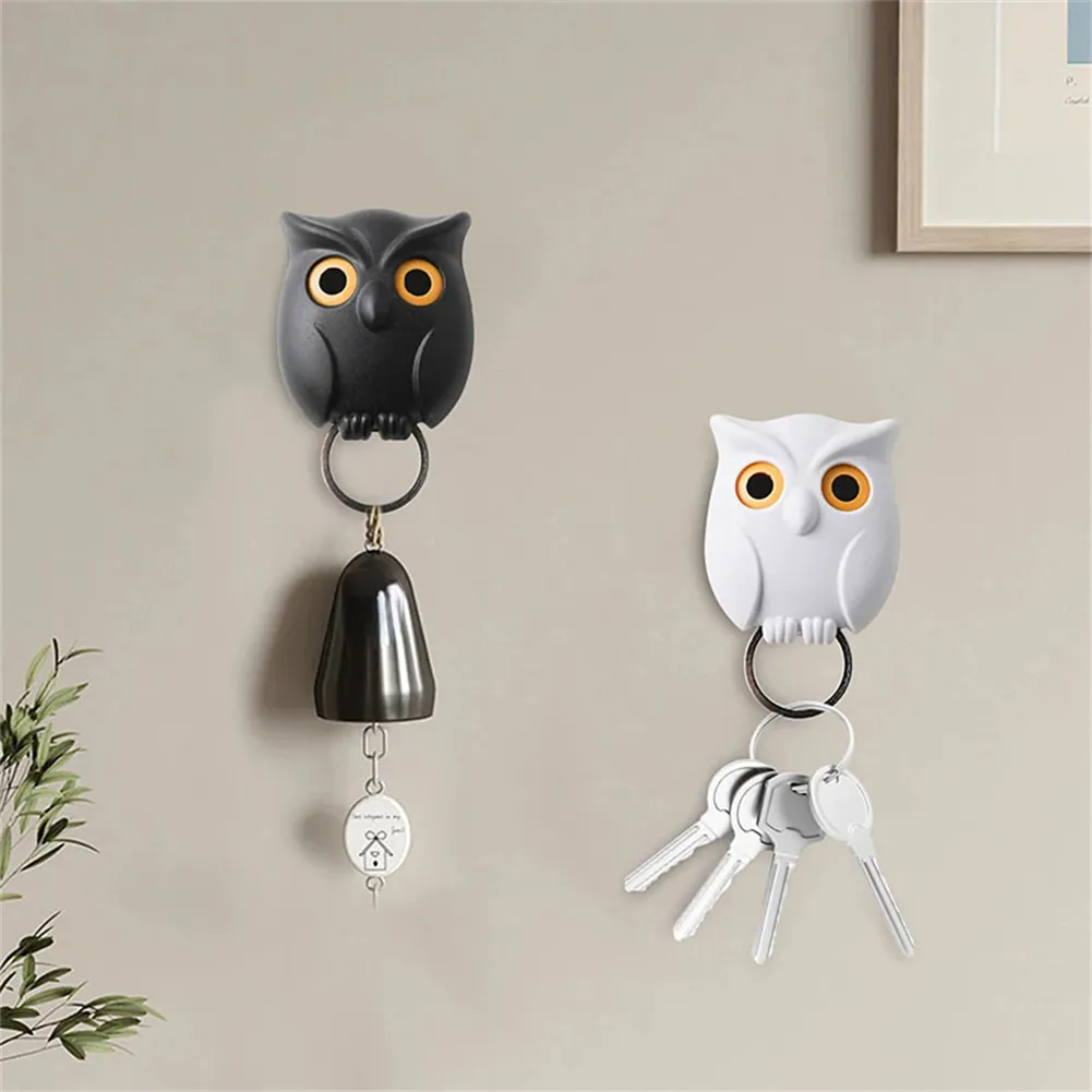 Scary Night Owl Magnetic Key Hooks Adhesive Hold Keychain Key Hanger Will Open Eyes Wall Decorative Hook For Kitchen