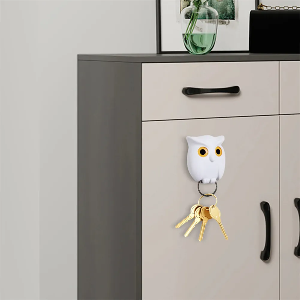 Scary Night Owl Magnetic Key Hooks Adhesive Hold Keychain Key Hanger Will Open Eyes Wall Decorative Hook For Kitchen