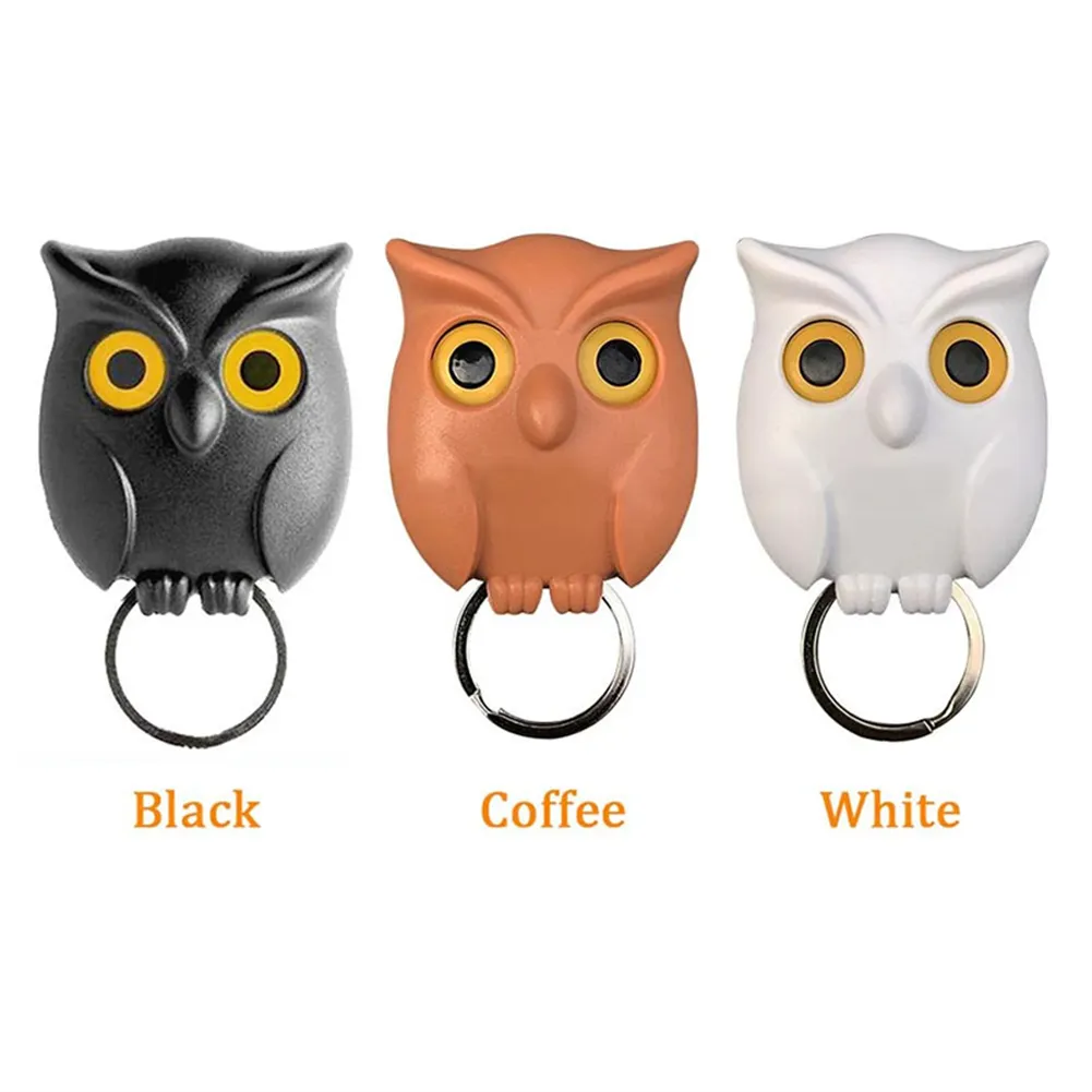 Scary Night Owl Magnetic Key Hooks Adhesive Hold Keychain Key Hanger Will Open Eyes Wall Decorative Hook For Kitchen
