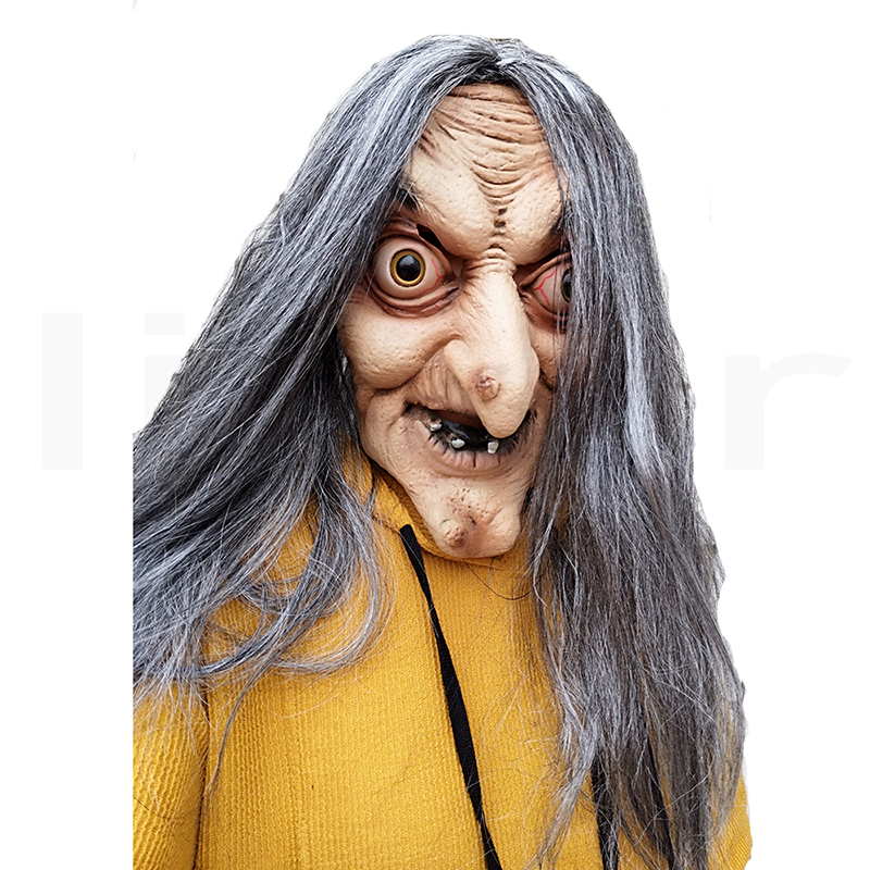 Scary Old Witch Mask Latex with Hair Halloween Fancy Dress Grimace Party Costume Cosplay Masks Props Adult One size Scary Old Witch Mask Latex with Hair Halloween Fancy Dress Grimace Party Costume Cosplay Masks Props Adult One size