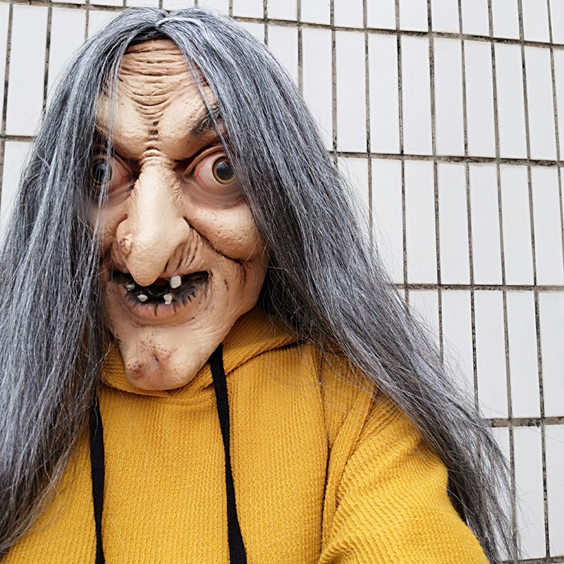 Scary Old Witch Mask Latex with Hair Halloween Fancy Dress Grimace Party Costume Cosplay Masks Props Adult One size Scary Old Witch Mask Latex with Hair Halloween Fancy Dress Grimace Party Costume Cosplay Masks Props Adult One size