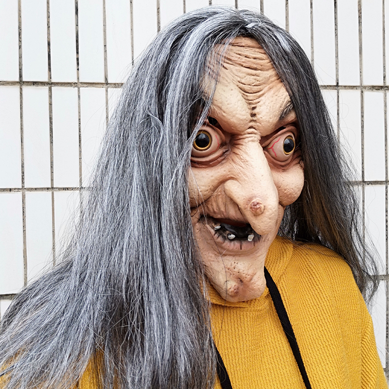 Scary Old Witch Mask Latex with Hair Halloween Fancy Dress Grimace Party Costume Cosplay Masks Props Adult One size Scary Old Witch Mask Latex with Hair Halloween Fancy Dress Grimace Party Costume Cosplay Masks Props Adult One size