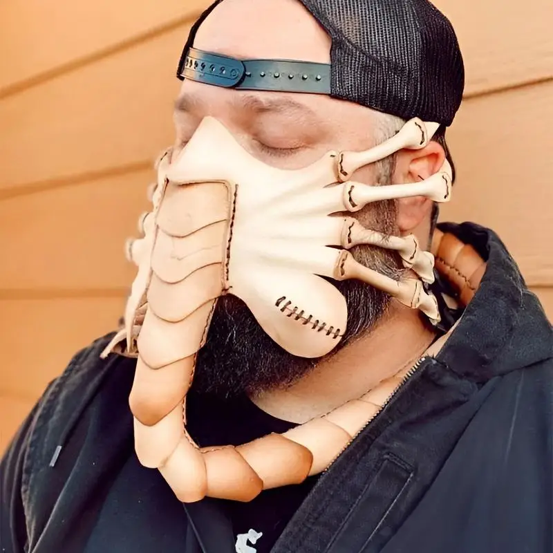 Scary Predator Mask Funny Masks Halloween Party Cosplay Props For Adults Animal Latex Horrific Half Face Mask Scary Predator Mask Funny Masks Halloween Party Cosplay Props For Adults Animal Latex Horrific Half Face Mask