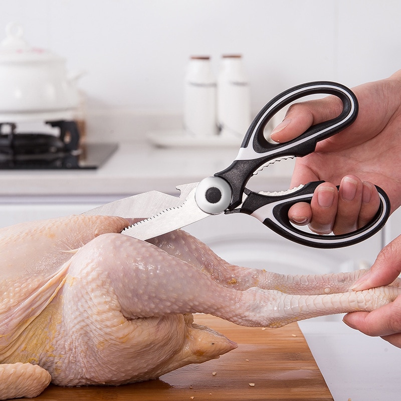 Scissors Stainless Steel Kitchen Household Bone Scissors Chicken Wings Fish Chopper Bottle Opener Clip Walnut Kitchen Scissors Stainless Steel Kitchen Household Bone Scissors Chicken Wings Fish Chopper Bottle Opener Clip Walnut Kitchen