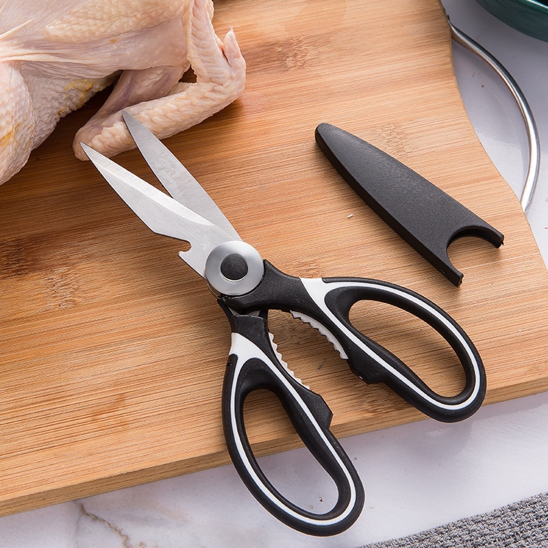 Scissors Stainless Steel Kitchen Household Bone Scissors Chicken Wings Fish Chopper Bottle Opener Clip Walnut Kitchen