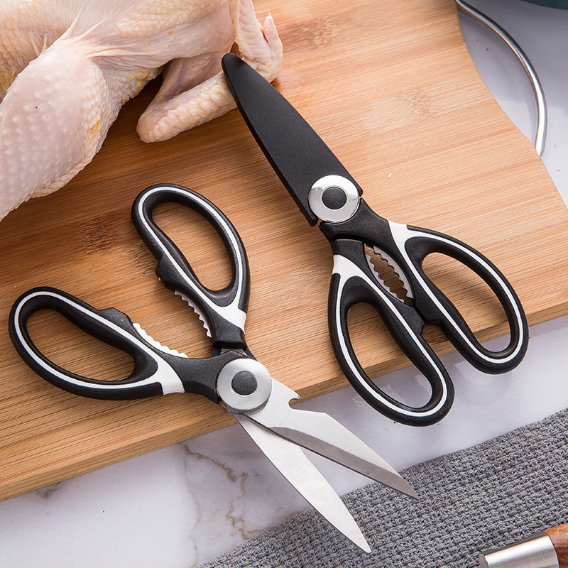 Scissors Stainless Steel Kitchen Household Bone Scissors Chicken Wings Fish Chopper Bottle Opener Clip Walnut Kitchen