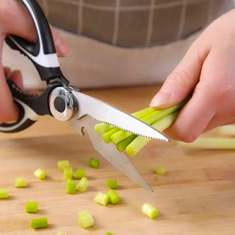 Scissors Stainless Steel Kitchen Household Bone Scissors Chicken Wings Fish Chopper Bottle Opener Clip Walnut Kitchen