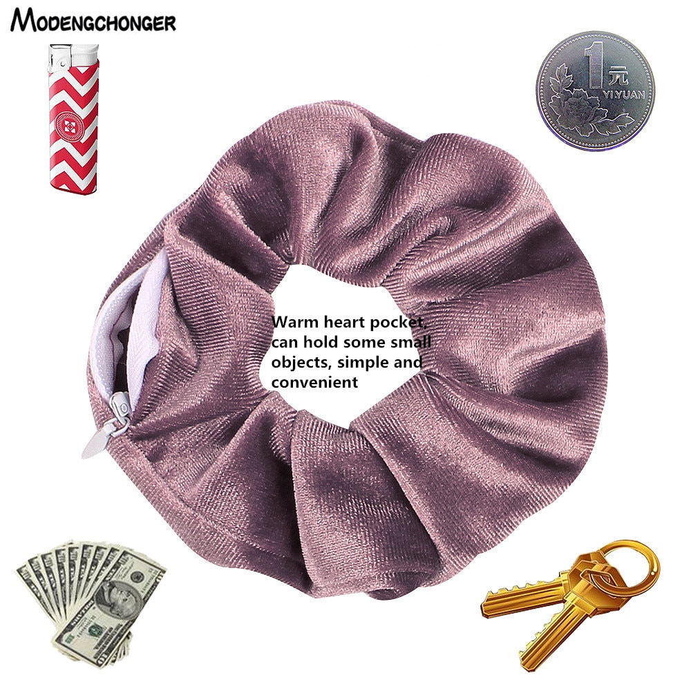 Scrunchie with Pocket Elastic Hair Accessory Scrunchie with Pocket Elastic Hair Accessory
