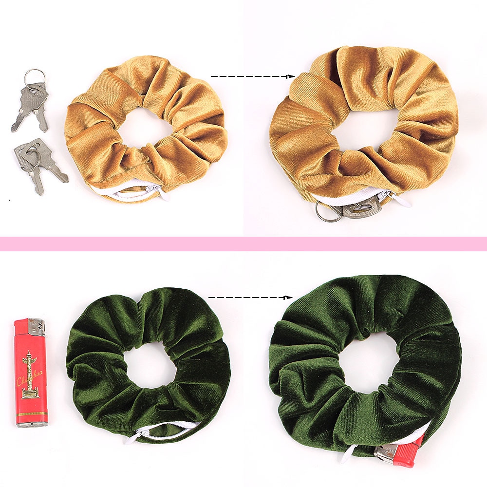 Scrunchie with Pocket Elastic Hair Accessory Scrunchie with Pocket Elastic Hair Accessory