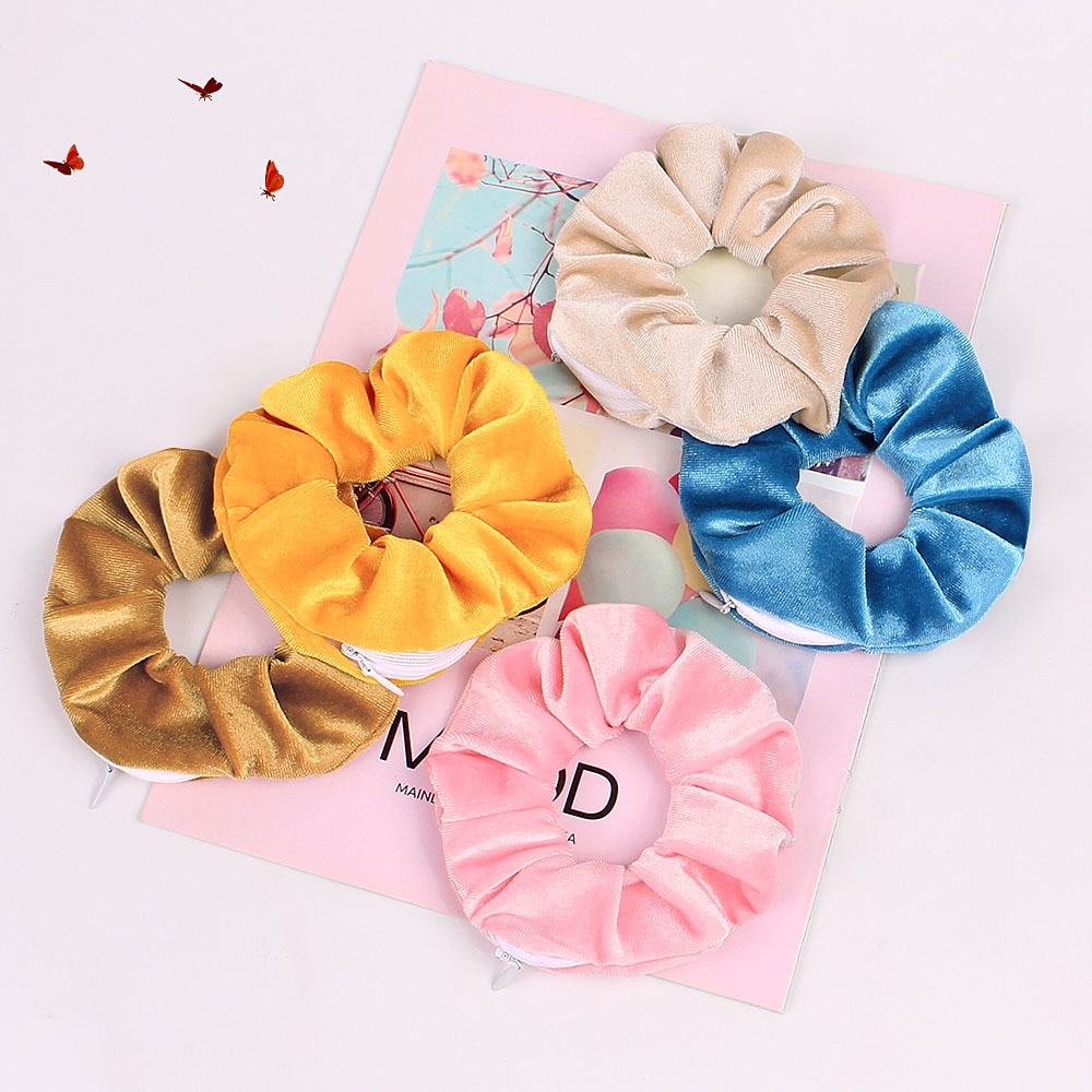 Scrunchie with Pocket Elastic Hair Accessory Scrunchie with Pocket Elastic Hair Accessory