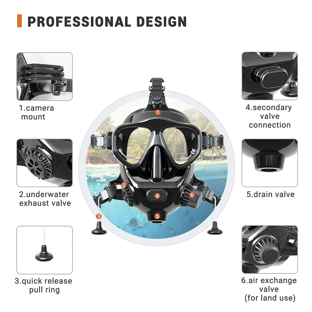 Scuba Diving Mask Full Face Snorkel Masks Underwater Breathing Snorkeling Set Swimming Mask Scuba Diving Equipment/Tank