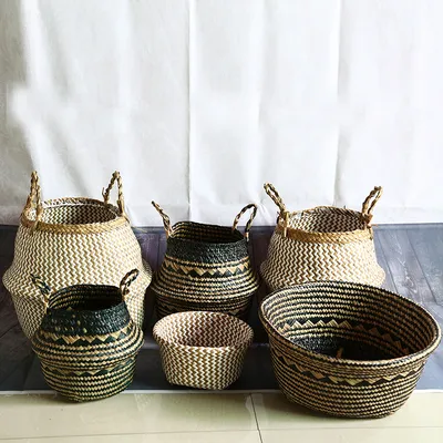 Seagrass Storage Basket Portable Container Seagrass Storage Basket Portable Container