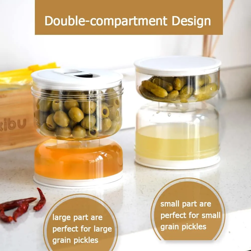 Sealed Jar for Pickle Home Wet and Dry Separation Pickle Jar with Flip Container and Strainer Hourglass Design Olives