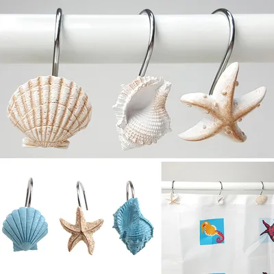 Seashells Shower Curtain Hooks (12 pcs) Seashells Shower Curtain Hooks (12 pcs)