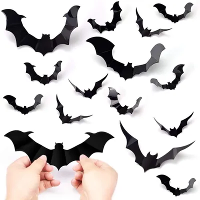 Self Adhesive 3D Bats Wall Decor (48 pcs)