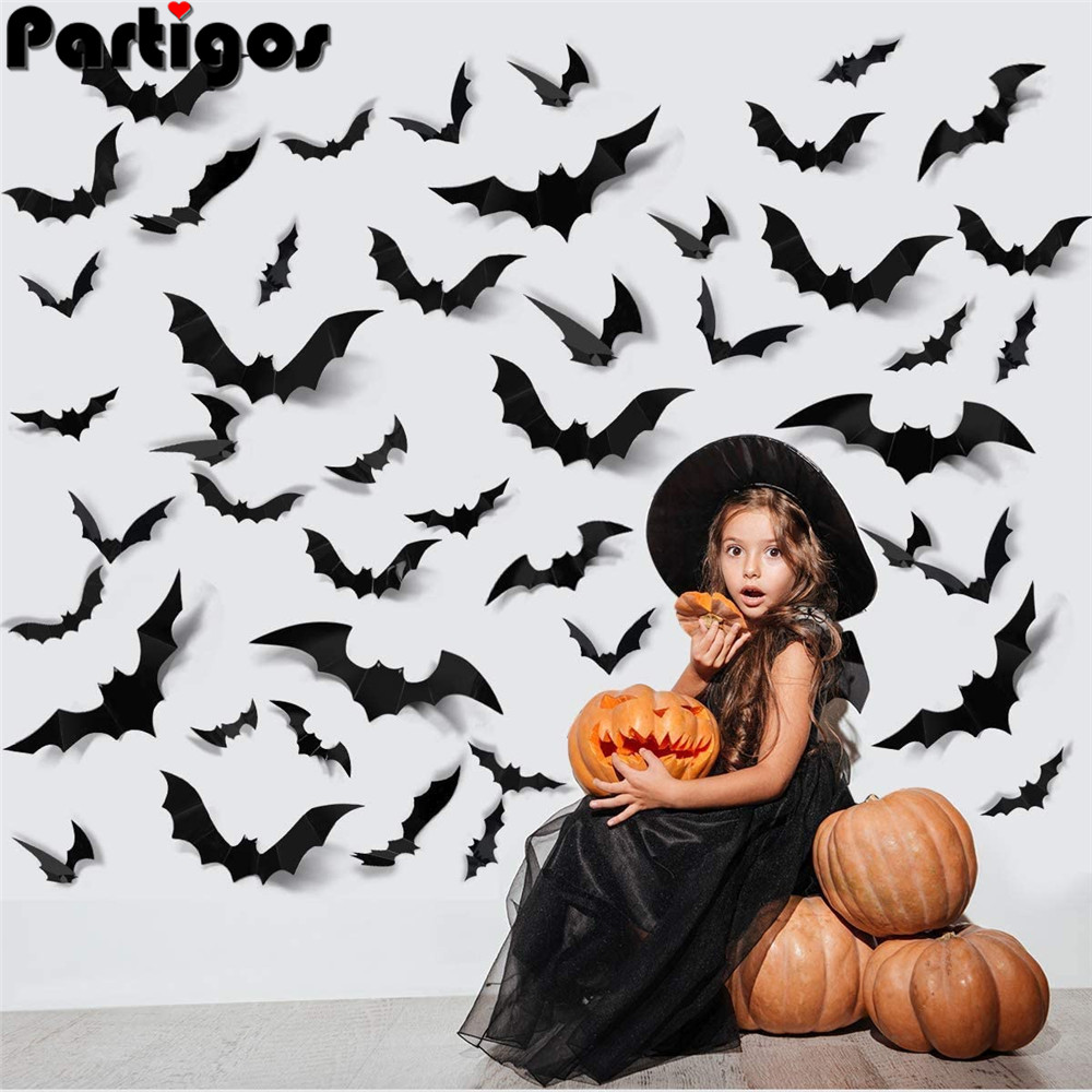 Self Adhesive 3D Bats Wall Decor (48 pcs)
