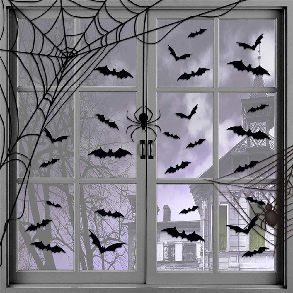 Self Adhesive 3D Bats Wall Decor (48 pcs)