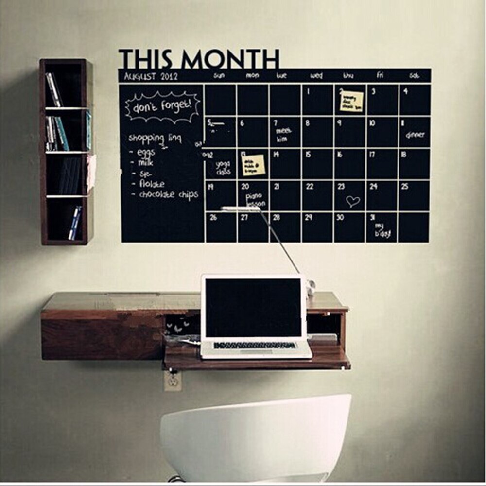 Self Adhesive Black Chalkboard Calendar