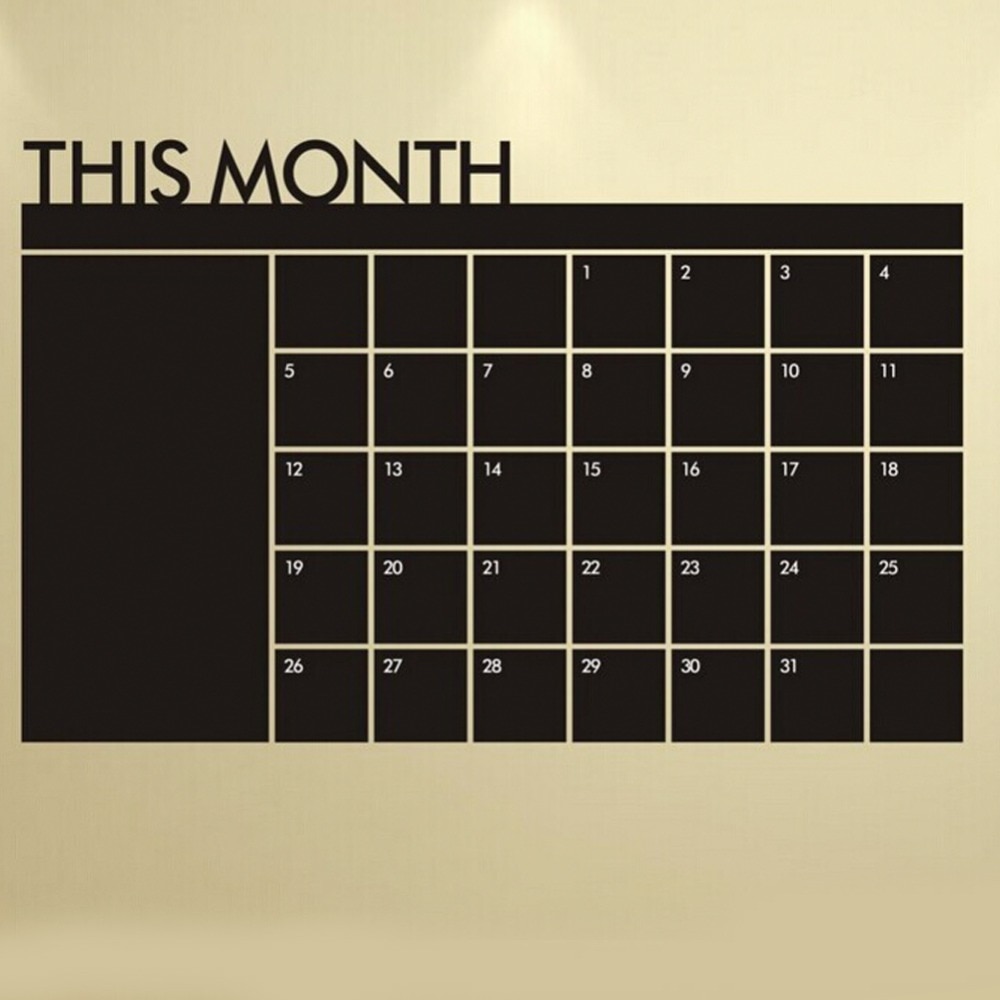 Self Adhesive Black Chalkboard Calendar