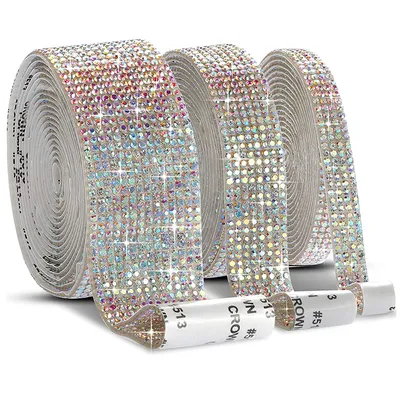 Self Adhesive Crystal Rhinestone Sticker Diamond Ribbon DIY Sticker Rhinestones Arts Crafts Car Phone Decoration