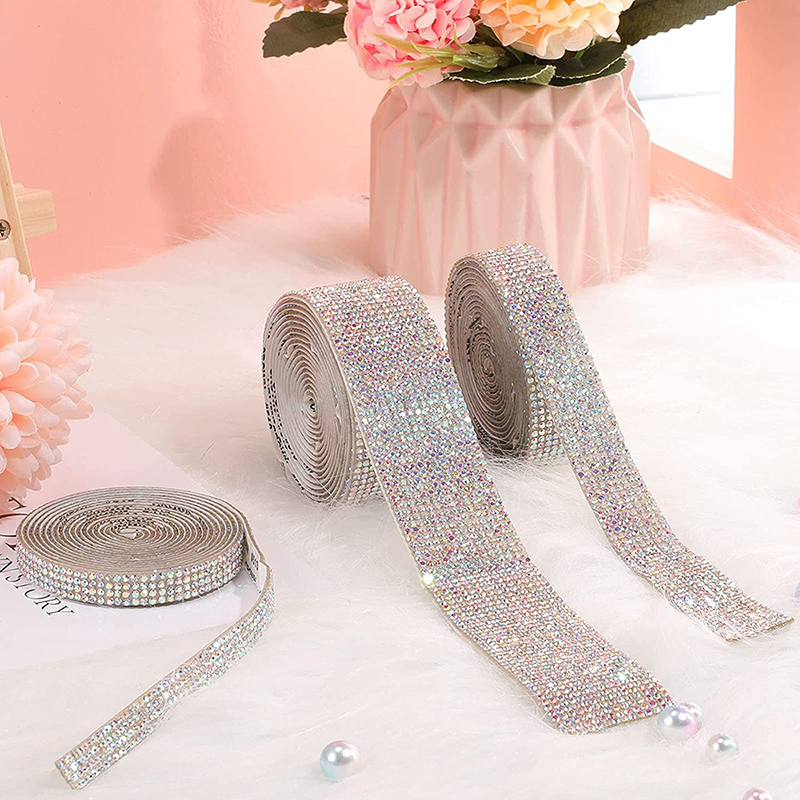Self Adhesive Crystal Rhinestone Sticker Diamond Ribbon DIY Sticker Rhinestones Arts Crafts Car Phone Decoration