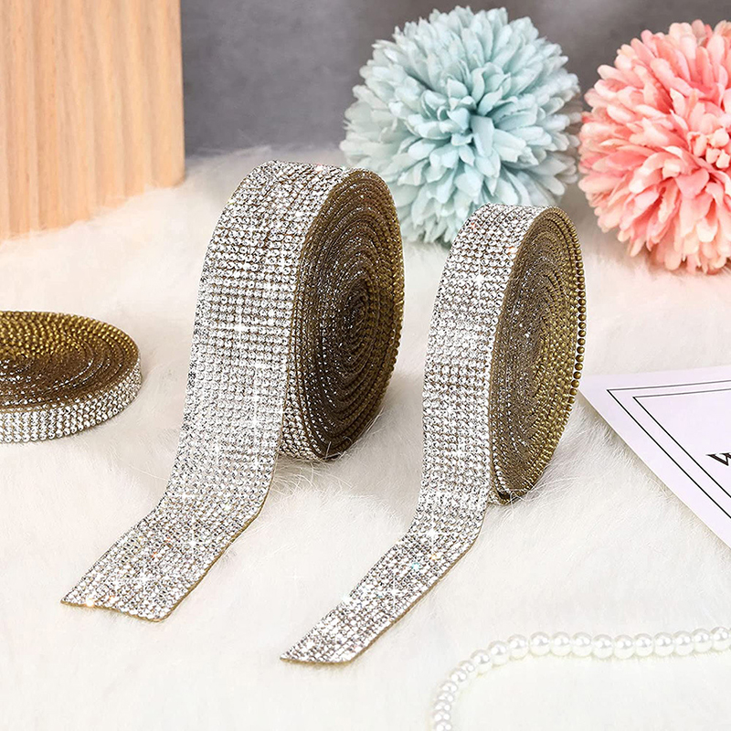 Self Adhesive Crystal Rhinestone Sticker Diamond Ribbon DIY Sticker Rhinestones Arts Crafts Car Phone Decoration