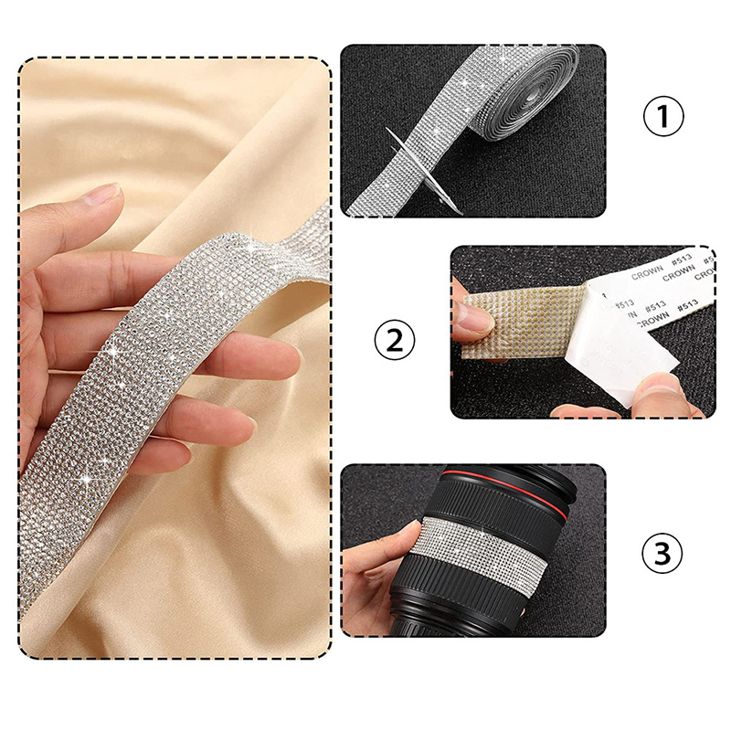 Self Adhesive Crystal Rhinestone Sticker Diamond Ribbon DIY Sticker Rhinestones Arts Crafts Car Phone Decoration