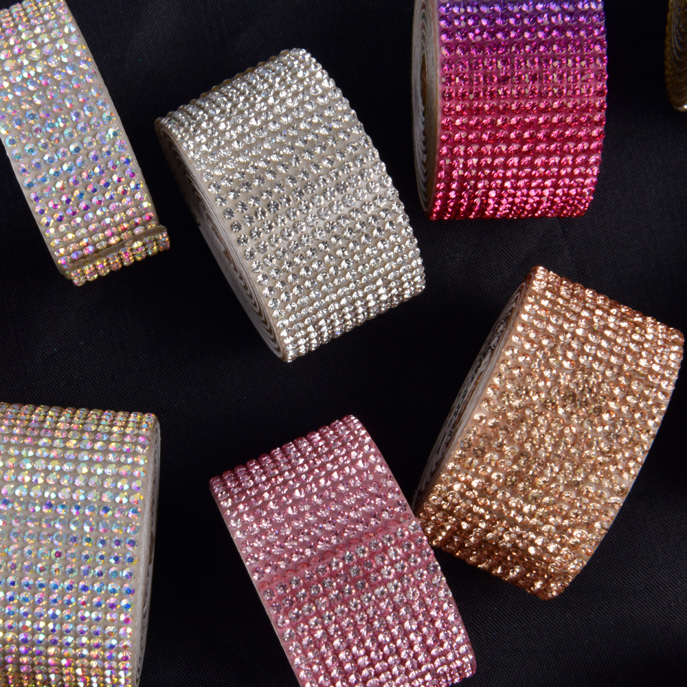 Self Adhesive Crystal Rhinestone Sticker Diamond Ribbon DIY Sticker Rhinestones Arts Crafts Car Phone Decoration