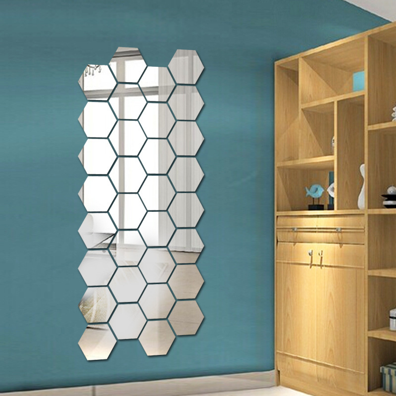 Self Adhesive Hexagon Wall Mirror (12 pcs) Self Adhesive Hexagon Wall Mirror (12 pcs)