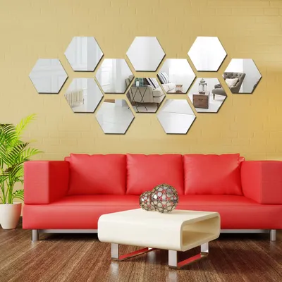 Self Adhesive Hexagon Wall Mirror (12 pcs) Self Adhesive Hexagon Wall Mirror (12 pcs)