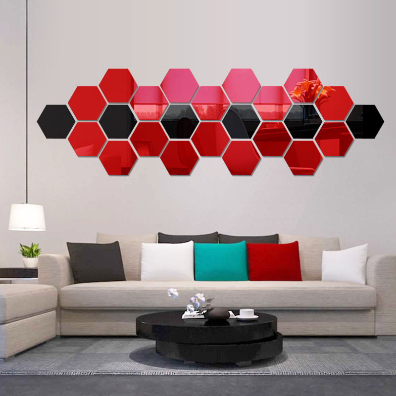 Self Adhesive Hexagon Wall Mirror (12 pcs) Self Adhesive Hexagon Wall Mirror (12 pcs)