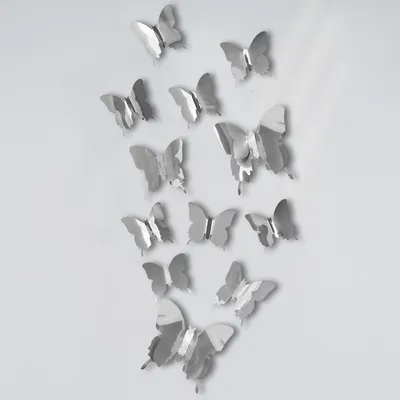 Self Adhesive Mirror 3D Butterfly Wall Decor (12 pcs)