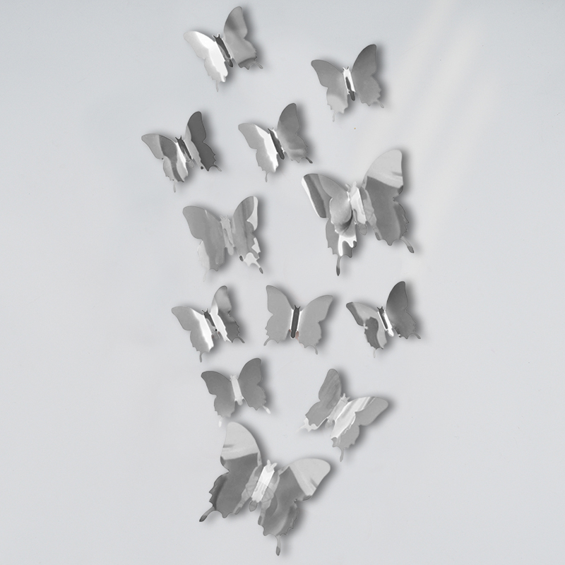 Self Adhesive Mirror 3D Butterfly Wall Decor (12 pcs)