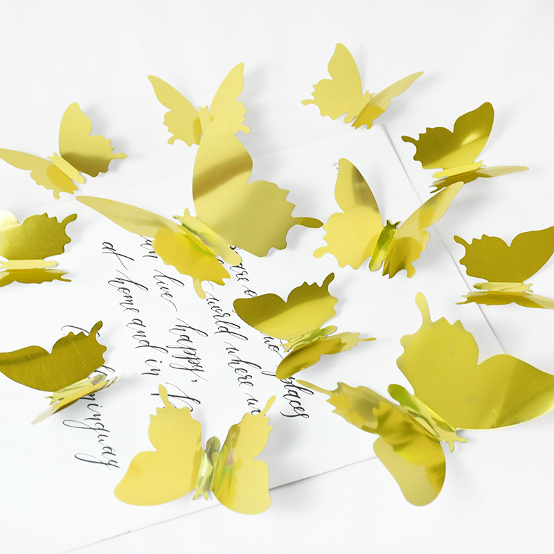 Self Adhesive Mirror 3D Butterfly Wall Decor (12 pcs)