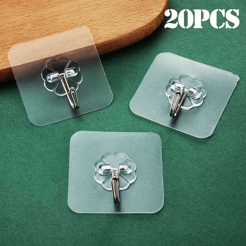 Self Adhesive Transparent Hooks for Walls (20pcs) Self Adhesive Transparent Hooks for Walls (20pcs)