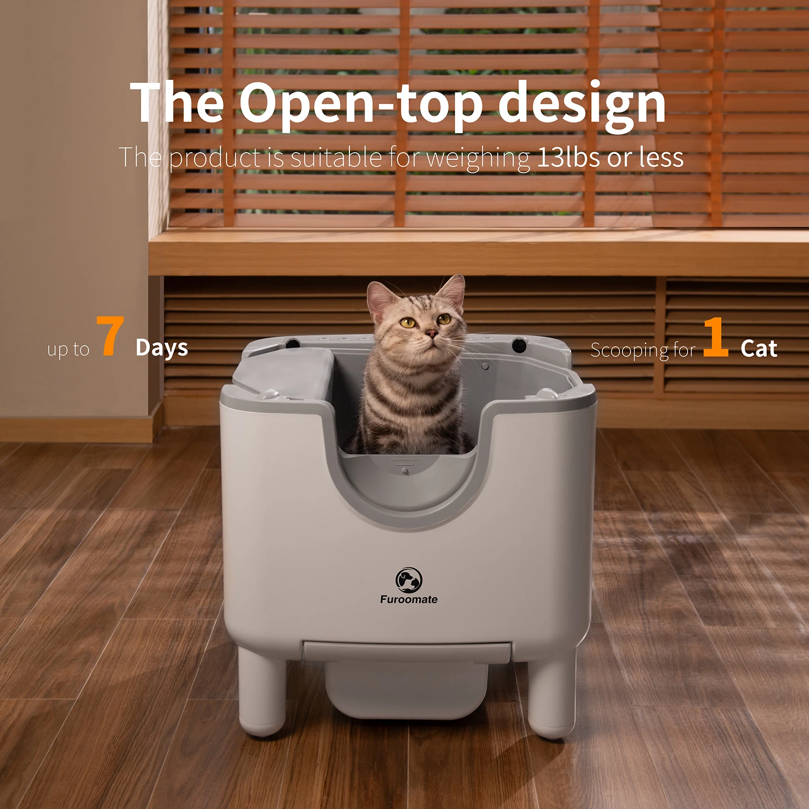 Self-Cleaning Litter Box – Open-Top Automatic Cat Litter Box with Odor Control, Safety Features, and Easy Maintenance
