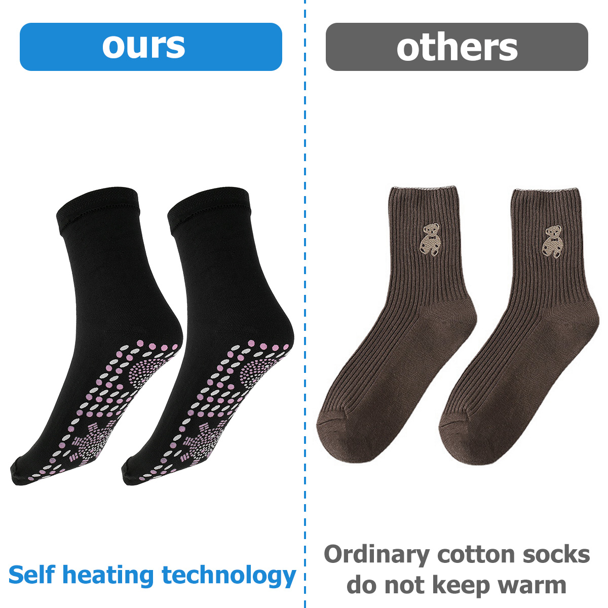 Self Heating Socks Anti Fatigue Winter Outdoor Warm Heat Insulated Socks Thermal Socks for Hiking Camping Cycling Skiing