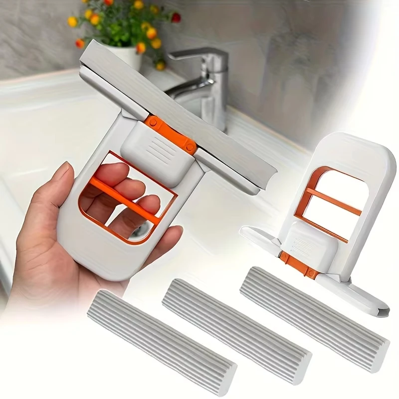 Self-Squeezing Desktop Mops Handheld Sponge Mop for Home Bathroom Kitchen Foldable Tabletop Scrubber Mini Cleaning Tools