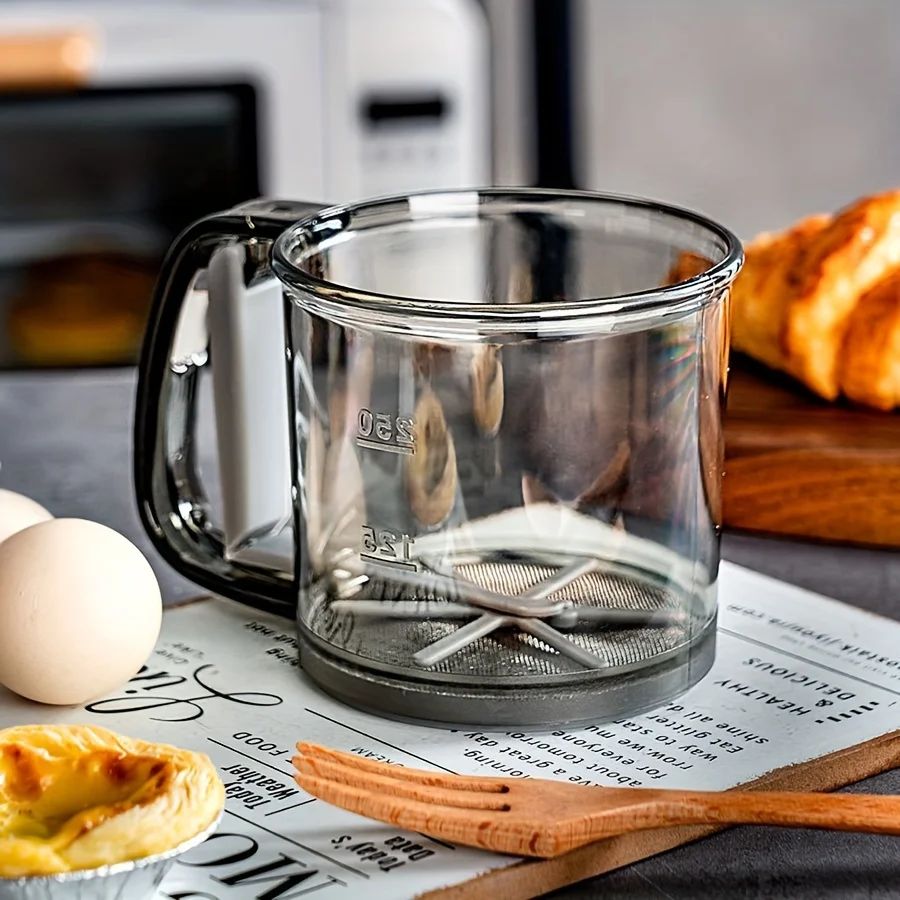Semi-Automatic Flour Sifter With Hand Press Design Transparent Flour Sieve Non-stick Baking Tools Kitchen Gadgets