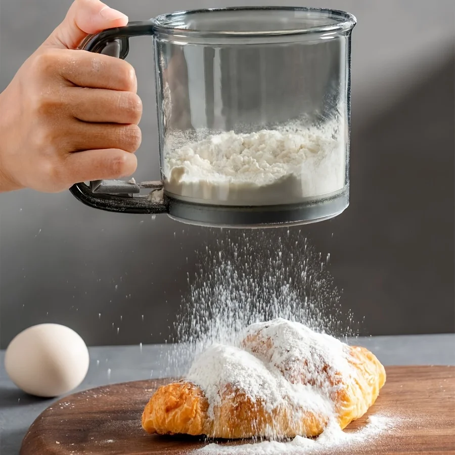Semi-Automatic Flour Sifter With Hand Press Design Transparent Flour Sieve Non-stick Baking Tools Kitchen Gadgets